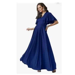 Womens 2025 Long Elegant Bridesmaid Evening Cocktail Maxi Dress, NEW, 4X, Blue